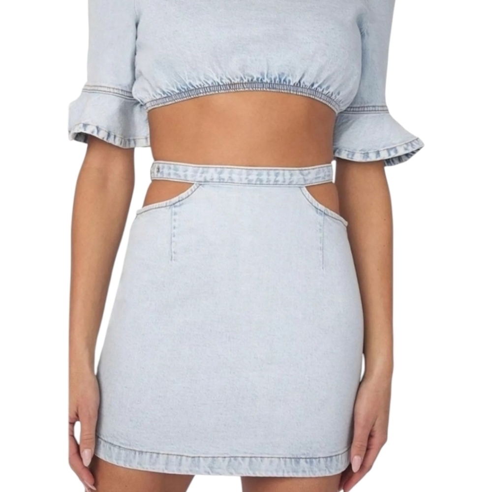 WeWoreWhat Cut Out Skirt in Indigo Comfort Super Light•XL•NWT - Picture 6 of 14